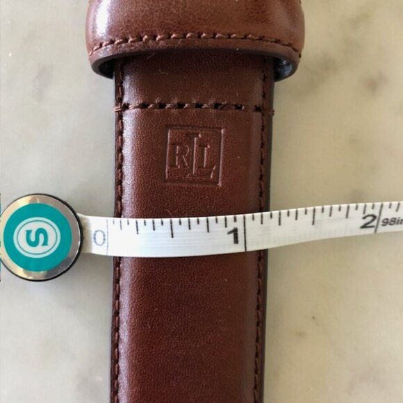 RALPH LAUREN Brown Leather Belt Silver Tone Buckle NWOT - Picture 15 of 16